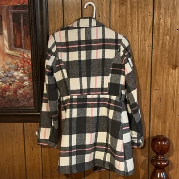 ARIZONA Jean Co. pink, great and waet Plaid Flannel Pea Coat Sz Small - Picture 3 of 3